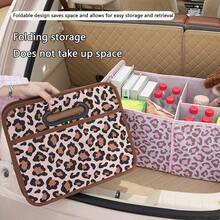 1pc Car Trunk Storage Organizer Box, Universal Vehicle Storage Bin, Foldable Large Capacity Storage Box, Pink/Brown Two Styles Available - A - View 11