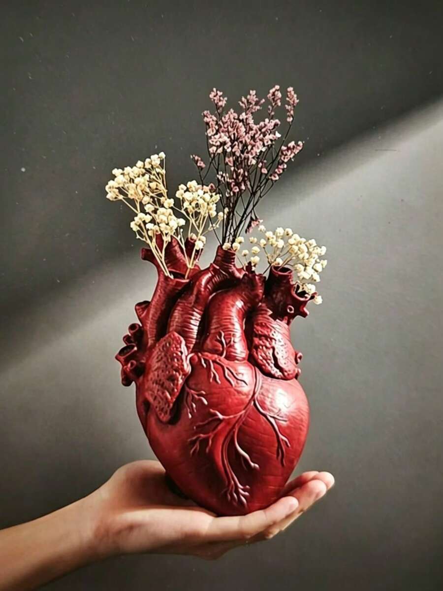 Designer Heart-Shaped Home Decor Vase - Red - View 1