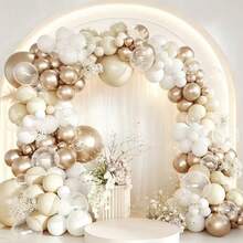 147pcs White Sand & Champagne Gold Balloon Garland Set, Clear Latex Balloon Arch, Birthday Wedding Baby Shower Party Decoration - Champagne Gold - View 6