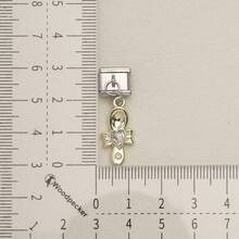 1pc Steel‑Tone Base Gold Dangle Italian Modular Bracelet Charm, Heart Star Bow Cross Cat Hand Pendant DIY Jewelry Accessory For 9mm Module Bracelet - Steel-colored Modular Heart Bow - View 23
