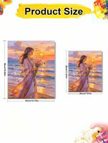 1pc Woman By The Sea DIY Oil Painting By Numbers, Canvas Painting DIY Crafts, Adult Home Decoration, Holiday Gift. - Sets - View 10