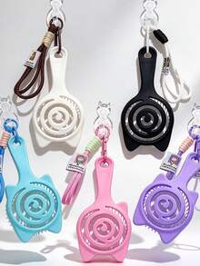 1pc Mini Portable Small Comb Cat-Shaped Ribs Comb Elastic Comb Strap Woven Lanyard Pendant, Easy To Store For Travel, Hair Straightening Comb Suitable For Gifts To Family And Friends - Multicolor - View 2
