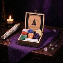1box Natural Amethyst Chakra Stones Set, Raw Crystal Gem Ornament, Reiki Healing Health Energy Yoga Crafts, Gift Box Collection For Meditation & Spir - Chakra Set - View 1