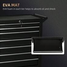 7-Drawer Rolling Chest On Wheels, Lockable Cabinet With Side Handle, Metal Box Trolley Garage, Workshop, Matte Black - Black + Steel - View 4
