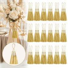 1/12/24pcs High Density Champagne Gold Tassel Fringe, Molded Hanging Ring, Ready To Use, Smooth Durable And Fade-Resistant, Suitable For Gift Box Packaging, Window Hanging, Soft Decoration Accessories And Home Decor - Multicolor - View 1