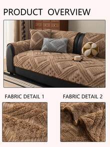 1pc Plush Jacquard Sofa Cushion, Non-Slip Pet-Friendly Seat Pad, Thickened Warm 1-4 Seater Sofa Cover, Decorative Protective Cover, Machine Washable - Brown - View 7