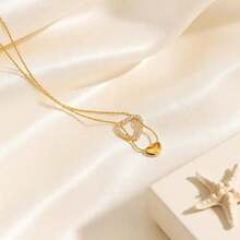 1pc Rhinestone Heart Clavicle Necklace, Ins Style, Niche Design, Vintage Delicate, Versatile Fashion Women's Daily Commute Gift - Full Diamond Heart Clavicle Necklace - View 5