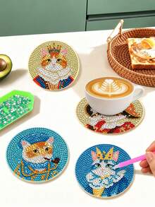 8 قطع، مجموعة صنع قواعد أكواب بنمط القطط مصنوعة يدويًا، مجموعة رسم الماس DIY لقواعد الأكواب، مجموعة فن الماس 5D بموضوع الحيوانات، مع حقيبة أدوات، تأتي مع رف تخزين، هدية رائعة، مناسبة لعشاق الحرف اليدوية والفنون للبالغين - A - مشاهدة 4