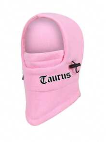 1pc Winter Warm Fleece Face Mask,Windproof Ear Protection&Elastic Drawstring Design&Printing Balaclava,For Cycling,Skiing,Outdoor Sports,Gift - Pink - View 5