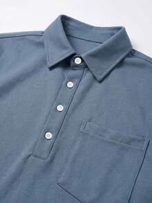 glestore Men's Retro Vintage-Style Corduroy Long-Sleeve Shirt: Stylish, Elegant, And Versatile For The Commute - Dusty Blue - View 6