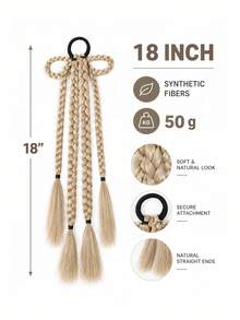 18 Inch Wig Fried Dough Twists Braid, Ponytail Elegant Bow Knot Braid Fashion, Wig Ponytail Braid - Multicolor - View 4