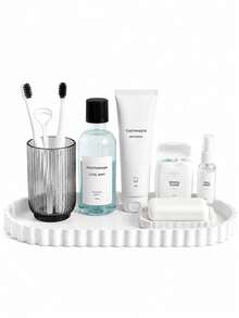 1pc Bathroom Sink Organizer, Large Decorative Silicone Storage Tray With Wavy Edge, Cosmetic Storage Tray, Decorative Sofa Table Storage Rack, Used For Storing Aromatherapy Candles, Soap, Detergents, Toiletries, Perfumes, Etc. - Multicolor - View 11