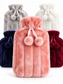 1pc Removable Fabric Cover Hot Water Bottle, Large Capacity PVC Thickened Refillable Hand Warmer, Portable Winter Warmth Design, Multiple Styles And Colors Available - Multicolor - View 1