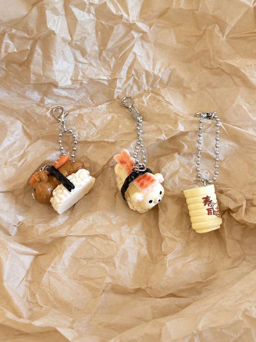 Chaveiro e Pingente de Bolsa de Urso Sushi Fofo, 1 Peça Pingente de ...