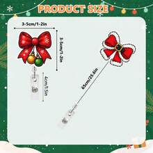 1pc Christmas Snowflake Bell Bow Retractable Acrylic Badge Reel, Suitable For Nurses, Doctors, Teachers, Volunteers, Office Workers, Christmas, Valentine's Day - A - View 2