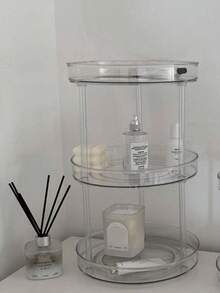 Organizador de cosméticos transparente para escritorio, estante de almacenamiento de cosméticos, almacenamiento de cosméticos, almacenamiento de joyas, estante de almacenamiento de joyas, adecuado para vacaciones en la playa, baño - transparente - Ver 7