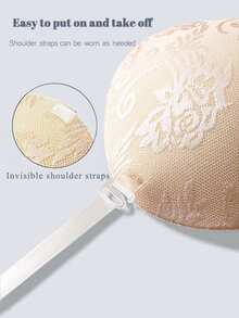 1 Pc Plus Size Angel Wing Adhesive Bra, Push-Up Strapless Backless Bra, Transparent Shoulder Straps Invisible Support, Suitable For Wedding Dress - Multicolor - View 3