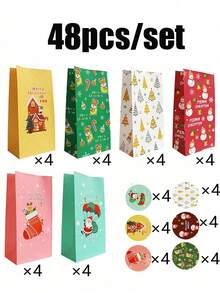 48/24/1pc Christmas Gift Bags With Various Cute Christmas Patterns, Includes Stickers, Suitable For Christmas, Theme Party Gift Wrapping, Surprise Party Decoration, Holiday Party Favors And Home Decor - One Size Fits All - View 12