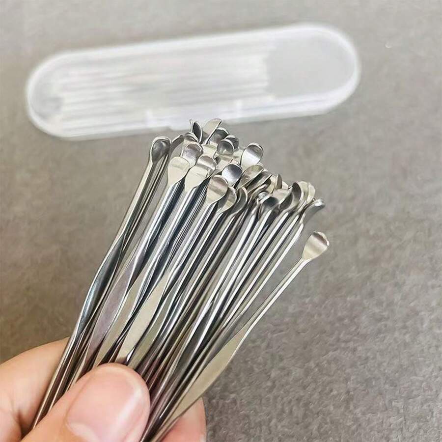 10 cái dụng cụ lấy ráy tai bằng thép không gỉ kèm hộp đựng di động, dụng cụ lấy ráy tai cho người lớn, muỗng lấy ráy tai truyền thống để làm sạch dịch tai - Cây lấy ráy tai - Xem 1