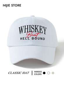 1pc "WHISKEY" Printed Baseball Cap, Multi-Color Lightweight Comfortable Adjustable Multifunctional Baseball Cap Dad Hat Unisex, Suitable For Daily Wear, Outfit, Commute, Travel, Vacation, Outdoor Activities - A - View 1