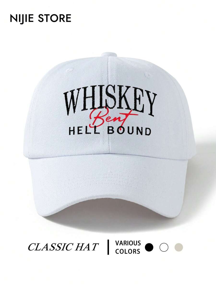 1pc "WHISKEY" Printed Baseball Cap, Multi-Color Lightweight Comfortable Adjustable Multifunctional Baseball Cap Dad Hat Unisex, Suitable For Daily Wear, Outfit, Commute, Travel, Vacation, Outdoor Activities - A - View 1