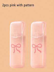 Cute Bow Pattern Portable Toothpick & Swab Storage Box-With A Dust Cover,Easy Access,Prevents Dust Contamination,Can Be Used To Store Toothpicks,Swabs,Floss Picks And Other,Home Storage,Travel Accessory,Gift For Birthday,Christmas,New Year,Valentine. - Multicolor - View 11