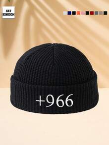 MAKEFGE 1pc Unisex Funny Embroidered Pattern Beanie Hat, Black & White, One Size, Thin Knit, Casual Outdoor Fashion Accessory Suitable For Daily Wear - A - View 13