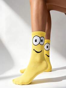 1/4/7 Pairs Women's Novelty Fun Mid-Calf Socks, European And American Hip-Hop Style Versatile Sports Socks, Unisex Street Style Cool Socks For Students, Suitable For Year-Round Wear - Multicolor - View 7
