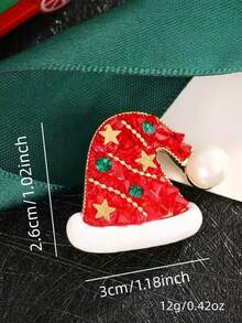 1pc Christmas Brooch With Bow, Christmas Hat, Sleigh And Boots Elements, Fashionable Brooch For Women, Suitable For Christmas Celebration And Daily Wear - Christmas Element Brooch - View 2