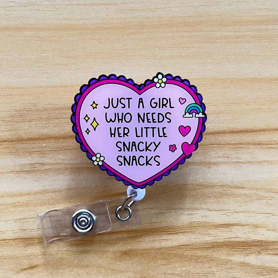 Retractable D-Shaped Badge Reel With Funny Quote Design, Nurse Hospital ID Badge Clip Office Lanyard, 1pc - A - View 1