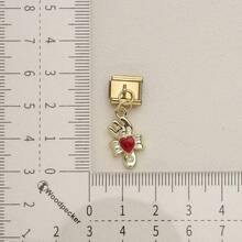 1 pieza Colgante de pulsera modular italiana en tono dorado, colgante de corazón, estrella, lazo, cruz, gato, mano, accesorio de joyería DIY para pulsera de módulo de 9mm - Lazo de corazón modular dorado - Ver 29