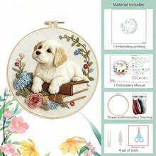 1 Set DIY Embroidery Kit, Includes 20cm Round Embroidery Hoop, Embroidery Thread, Scissors And Other Tools, 3D Floral Tiger Cat Pattern, Polyester Fabric And Thread, Suitable For Beginners Handmade Embroidery Supplies, Cute Animal Handcraft, Home Wall Decor, DIY Art Gift For Craft Enthusiasts - Multiple Styles - View 15