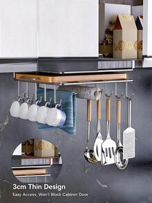 1pc Kitchen Cabinet Organizer Rack, Pot Lid & Cutting Board Holder, Cabinet Shelf Hanging Rack, Office Desk Multi-Functional Storage Rack, Kitchen Storage Organizer, Great Christmas Gift, Christmas, Halloween, Storage Hanging Rack, Suitable For Kitchen, Sideboard, Living Room, Study Office Storage - White - View 3