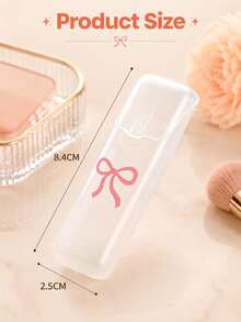 Cute Bow Pattern Portable Toothpick & Swab Storage Box-With A Dust Cover,Easy Access,Prevents Dust Contamination,Can Be Used To Store Toothpicks,Swabs,Floss Picks And Other,Home Storage,Travel Accessory,Gift For Birthday,Christmas,New Year,Valentine. - Multicolor - View 6