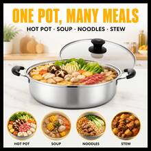 European-Style 11.02-Inch Thickened Stainless Steel Double-Ear Soup Pot, - View 5