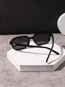 1 PC Men's Lightweight Black Frame Square Fashion Glasses PC Material Solid Color Lens Casual Style For Driving Casual Outing With Glasses Box - Multicolor - View 8