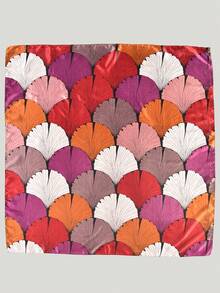 1pc Chinese Style Peony Floral Print Square Scarf - Rose Red - View 4