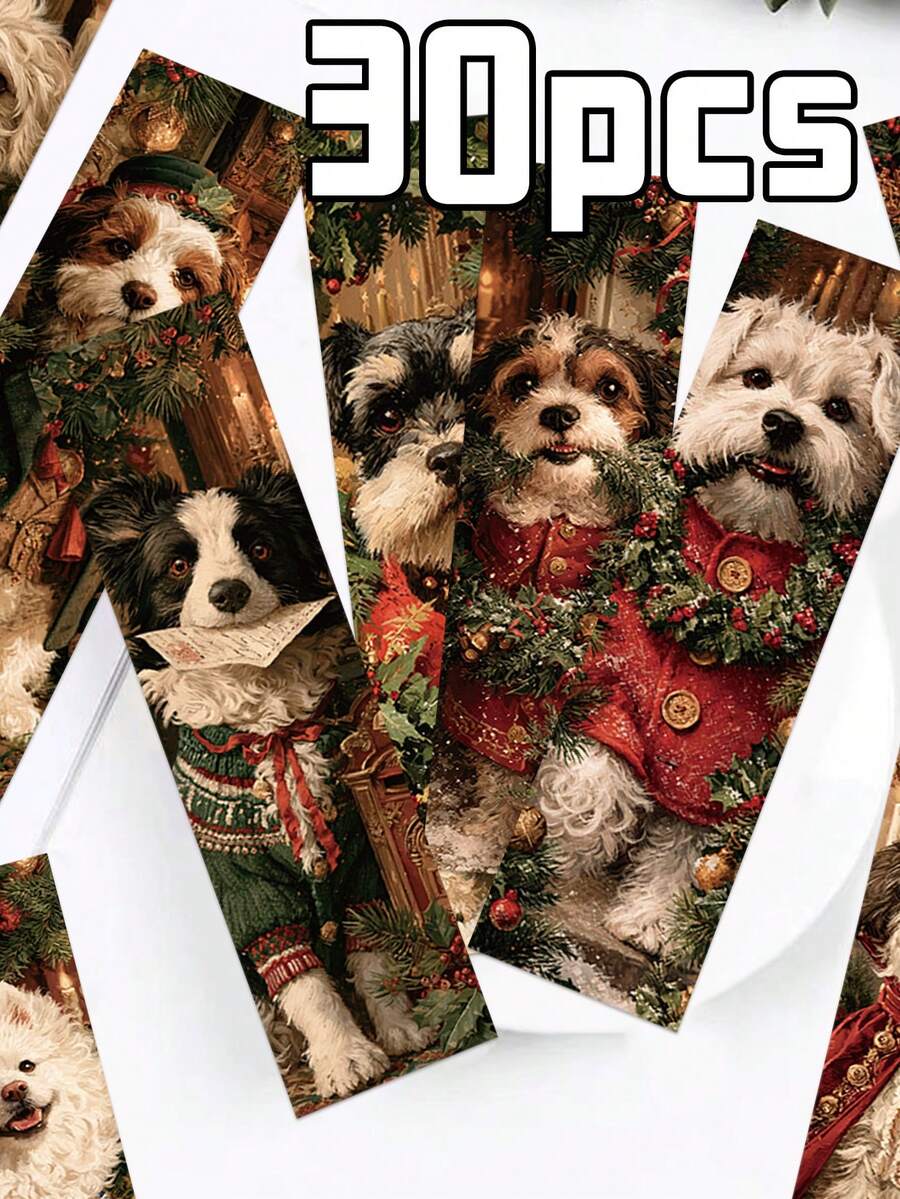 SCXXBSW 30pcs Christmas Puppy Bookmark-The Perfect Gift For Bookworms And Nerds; Reading Marker Card; Birthday And Christmas Gift; Great For Party Favors