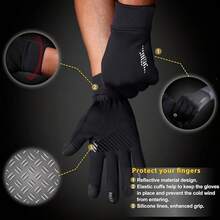 Unisex Winter Sports Touchscreen Gloves, Thick Soft Thermal Lining, Anti-Slip Palm Texture, Suitable For Commuting, Cycling, Running - Black - View 8