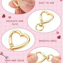 20pcs Metal Heart-Shaped Keychain Clips, Suitable For Keys, Bracelets, Card-Style Hook Keychains, Also Can Be Used As Card Holders And Photo Keychains - Silver - View 5