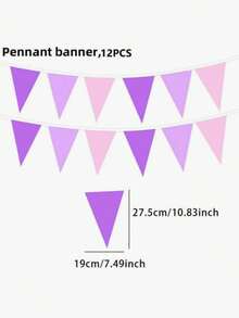 60Pcs Pink Purple Lightning Banner, Anime Music Paper Triangle Flag String, Birthday Party Decoration - View 3