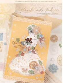 1 st vintage PET-klistermärkesbok med spets, estetiska transparenta dekorativa klistermärken med tygspetsmönster för journal, scrapbooking, DIY-pyssel, album och collage - En-Storlek - Visa 7