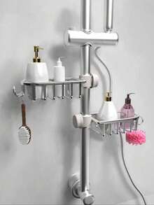1 Set Stainless Steel Bathroom Shower Head Holder, Kitchen Faucet Storage Rack (Random Clip Style), Stainless Steel Shower Caddy, Sink Storage Rack, Bathroom Shower Storage Rack, Bathroom And Kitchen Storage, Kitchen Faucet Storage Rack - A - View 3