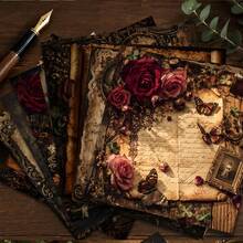 Raven & Rose Dark Romantic Scrapbook Paper, 24 Sheets 5.9*5.9 Inch Gothic Art Designs With Mysterious Keys, Black Florals, Books & Butterflies For Journaling, Collage, Card Making, DIY Paper Crafts, Gift Wrapping & Home Decor - Non-Self-Adhesive - View 9