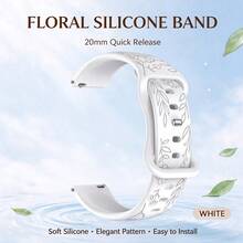 Tali Jam Tangan Silikon Berukir Bunga 18mm 20mm, Tali Jam Tangan Pengganti Kompatibel dengan Watch & Watch, Tali Pergelangan Tangan Lembut - MultiWarna - View 31