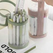 Various Styles Minimalist Standing Transparent Pencil Pouches, High-Definition Visible Large Capacity, Student Multifunctional Stationery Storage Bag/Pencil Case. - Multi-color - View 2