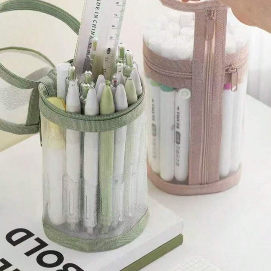 Various Styles Minimalist Standing Transparent Pencil Pouches, High-Definition Visible Large Capacity, Student Multifunctional Stationery Storage Bag/Pencil Case.