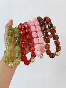 17KM Kalung Manik-Manik Pola Geometris Vintage Sederhana Warna Acak 2/1 buah untuk Wanita, Saudari, Liburan, Kencan, Hadiah, Kasual Sehari-hari, Pesta, Pernikahan, Serasi, Ibu, Teman (Perbedaan Warna Mungkin Terjadi) - MultiWarna - View 1