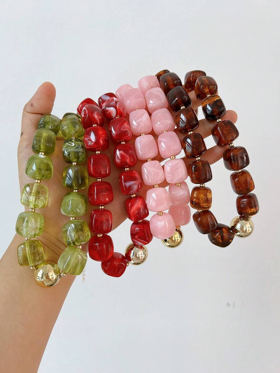 17KM Kalung Manik-Manik Pola Geometris Vintage Sederhana Warna Acak 2/1 buah untuk Wanita, Saudari, Liburan, Kencan, Hadiah, Kasual Sehari-hari, Pesta, Pernikahan, Serasi, Ibu, Teman (Perbedaan Warna Mungkin Terjadi) - MultiWarna - View 1