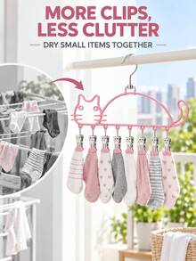 1pcsMultifunctional Stainless Steel Drying Rack Featuring A Cute Cat Design; Sturdy, Thickened, And Durable, This Versatile Rack Serves Eight Different Purposes-Perfect For Drying Items Like Underwear And Socks. A Household Essential. - Multicolor - View 2